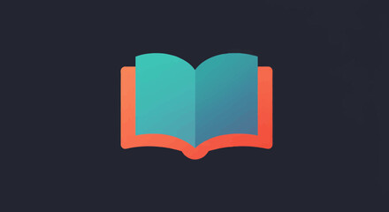 Poster - Open book icon illustration for educational concept and knowledge sharing design template against dark background