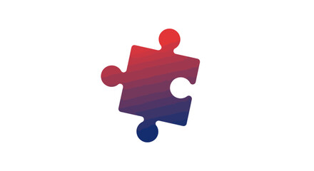 Aufkleber - Red and Blue Gradient Puzzle Piece on White Background Symbolizing Problem Solving and Teamwork for Creative Projects