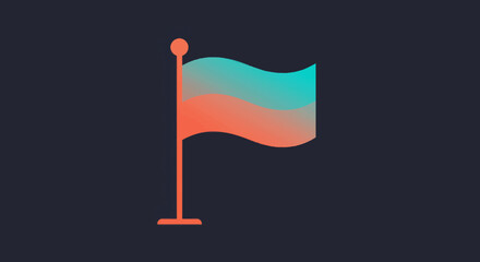 Poster - Waving flag illustration featuring a two tone gradient design perfect for presentations and digital marketing materials for diverse concepts