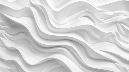 Poster - Soft white fabric with flowing curves. Background image of wavy white texture with flowing wave pattern. Textural photography for fabric and material design. Fluid and liquid texture design. AIG51.