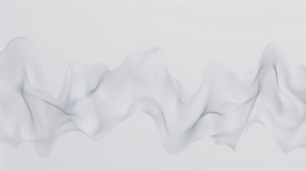 Poster - Abstract white flowing waves resembling fabric. Background image of 3D rendering art with wavy texture or monochrome wall with ocean wave. Digital artwork for minimalist and modern design. AIG51.