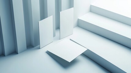 Aufkleber - Blank business cards on a modern, minimalist platform
