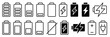 © IQ art_Design - Battery icon set. Battery Full charge indicator or low charge sign. Level battery Energy powerfully full.