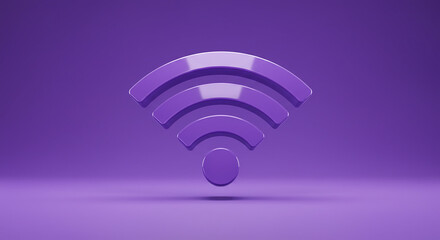 Aufkleber - Purple wifi symbol floating on purple background representing wireless network connection