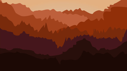 Poster - sand, dunes, beach, steep rocks, mountains, desert with wavy lines in beige. Logo template, icon, badge, pictogram, symbol, sign for tourism, travel, interesting places