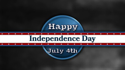 Poster - Celebrating Independence Day, July 4th animation with stars and stripes on dark background