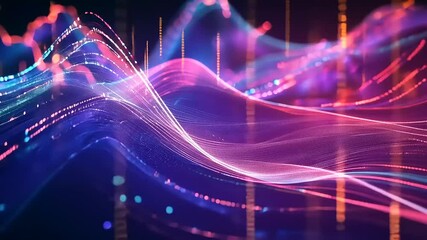 Wall Mural - Colorful abstract waves representing digital data flow