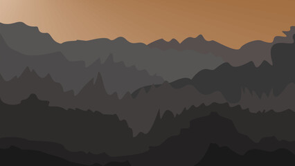 Poster - sand, dunes, beach, steep rocks, mountains, desert with wavy lines in beige. Logo template, icon, badge, pictogram, symbol, sign for tourism, travel, interesting places