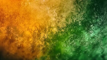 Poster - Dynamic transition of vibrant orange and green textures in motion