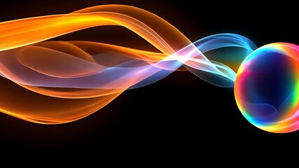 Poster - Dynamic colorful energy waves interacting with vibrant light sphere in motion