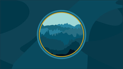Poster - sand, dunes, beach, steep rocks, mountains, desert with wavy lines in beige. Logo template, icon, badge, pictogram, symbol, sign for tourism, travel, interesting places