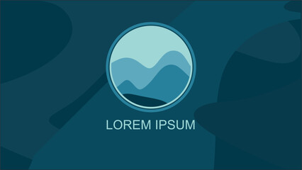 Poster - sand, dunes, beach, steep rocks, mountains, desert with wavy lines in beige. Logo template, icon, badge, pictogram, symbol, sign for tourism, travel, interesting places