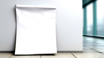 Poster - Blank white paper hanging on a wall in a modern office space with natural light : Generative AI