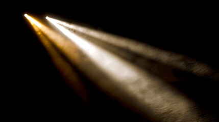 Poster - Two beams of light cutting through darkness creating dramatic shadows and mood in a contrasting environment : Generative AI