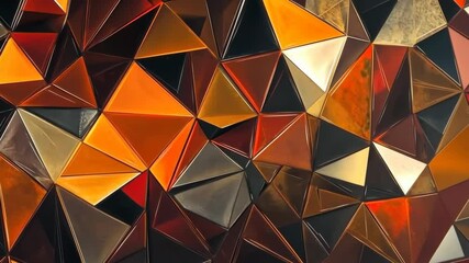 Poster - Dynamic geometric patterns in vibrant orange and gold abstract animation