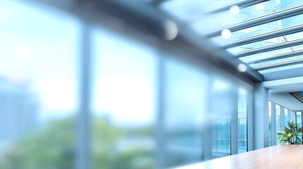 Poster - Modern bright office interior with large windows creating an open and airy workspace atmosphere : Generative AI