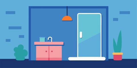 Wall Mural - cozy cartoon shower room design for your home vector illustration