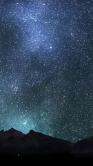 Wall Mural - starry night sky with milky way. vertical design in 9:16 ratio. smartphone and social media ready.