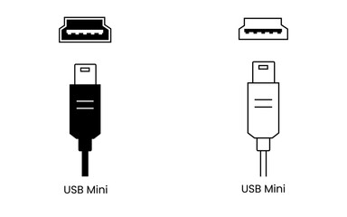 Fototapete - USB Mini Connector Vector Icon optimized for mobile device documentation, compact electronics interfaces, digital camera specifications and portable technology designs and scalable vector graphics.