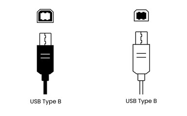 Fototapete - USB Type B Connector Icon in detailed vector format specifically created for printer documentation, peripheral device interfaces, computer hardware designs and technology system diagrams