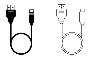 Fototapete - USB and Charging Cable Diagram Set with labeled vector illustrations perfect for technical documentation, device specifications and hardware interface designs