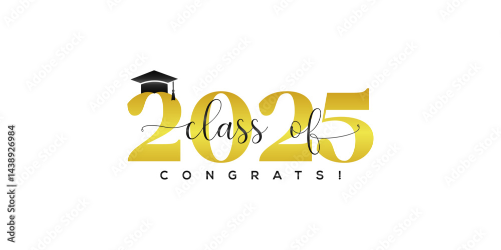 Graduation Celebration Design with 2025 Class Theme, Elegant Gold ...