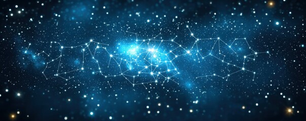 Poster - Celestial Map of the Night Sky Overlaying Stars in a Space filled with Glimmering Lights for Guiding Navigation in Astronomical Exploration