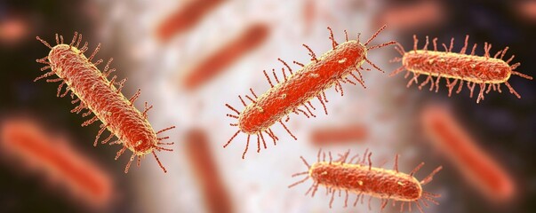 Poster - Close-Up of Bacterial Cells Floating in Zero Gravity Environment, Capturing Unique Microbial Dynamics and Their Adaptations to Space Conditions