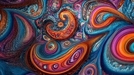 Poster - Vibrant swirl patterns in dynamic fluid movement with energetic color flow