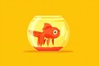 © FACTORY GRAPHICA  - Isolated Goldfish in Aquarium: A vibrant illustration showcasing a solitary goldfish, swimming contentedly within a clear, transparent aquarium, presented against a bright, inviting background.