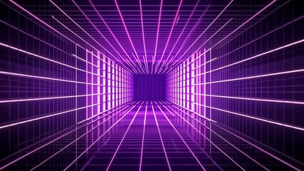 Aufkleber - Futuristic neon grid tunnel: energy flow in a symmetrical perspective