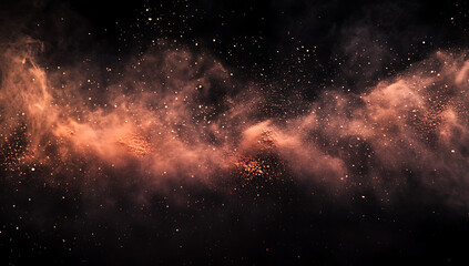 Poster - colorful powder explosion on a black background, with a colorful dust splash in motion and a copy sp