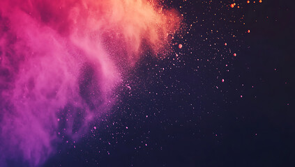 Poster - colorful powder explosion on a black background, a vibrant paint splash with copy space for a banner