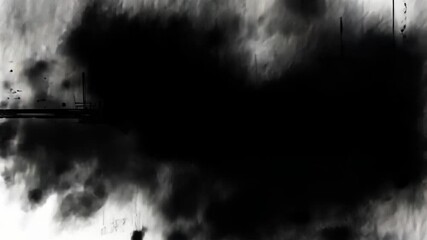 Poster - Abstract ink flow: dynamic black and white fluid transition