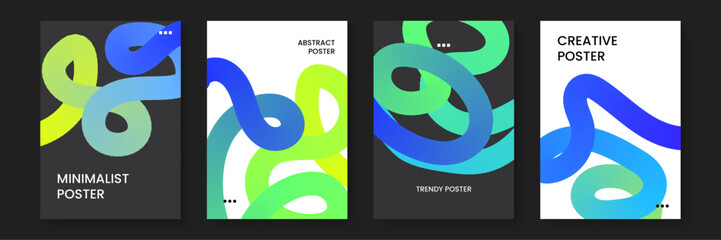 Poster - Four colorful abstract shape posters. Perfect for modern decor, art prints, interior design inspiration, and vibrant web backgrounds.