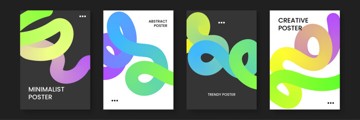 Poster - Four colorful posters with abstract shapes suitable for graphic design projects, advertising campaigns, and vibrant wall art decor.