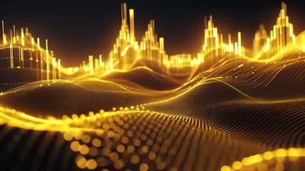 Wall Mural - Golden Waveforms Representing Sound and Motion Dynamics