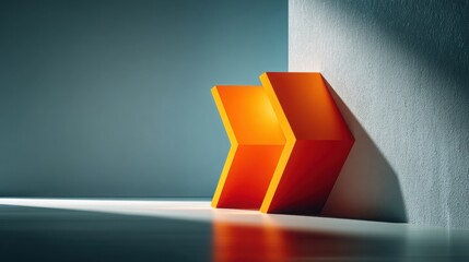Poster - Vibrant orange object in a room creating a visual representation of midday trend continuation and conceptual design