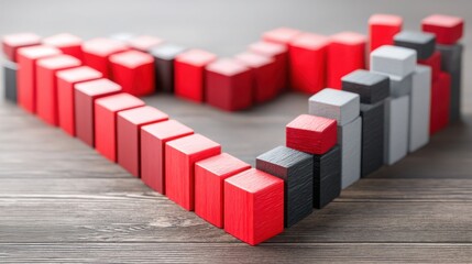 Poster - Striking red and black heart symbol representing passion and emotion in a multi-bar setup formation concept