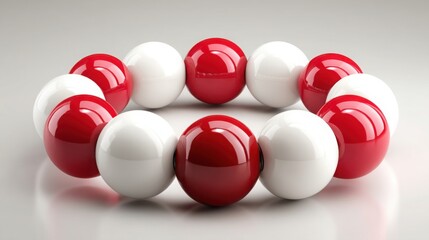 Poster - Group of red and white balls arranged together creating a visual display of balance and contrast