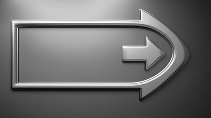 Poster - Sleek silver arrow set against a black background symbolizing direction and movement in a modern aesthetic style