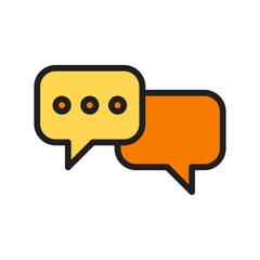 Poster - Iconic Visual Representations of Two Speech Bubbles Symbolizing Open Dialogue for Mental Health Support and Connection in Modern Society