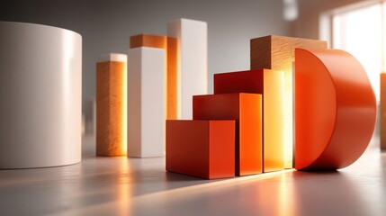 Poster - Various geometric shapes representing price acceleration divergence concept and weakening market trends