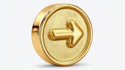 Poster - Close-up of a gold coin representing price acceleration signal with a move from starting point analysis