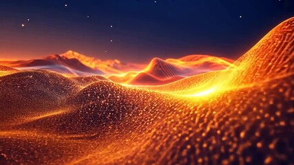 Poster - Glowing neon landscape featuring vibrant waves and dynamic light patterns