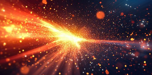 Poster - A stunning cosmic explosion of light and energy. depicting a vibrant galaxy in motion. surrounded by a backdrop of twinkling stars and ethereal particles. perfect for space-themed projects
