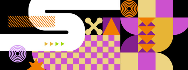 Poster - Abstract artwork with geometric shapes suitable for modern design projects, website backgrounds, posters, and social media graphics. Bold and eye catching composition.