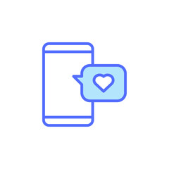 Poster - Smartphone Icon with Love Notification Message Symbol Representing Digital Communication and Emotional Connection in a Modern Design