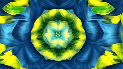 Poster - Vibrant kaleidoscopic patterns transition in hypnotic blue and green tones