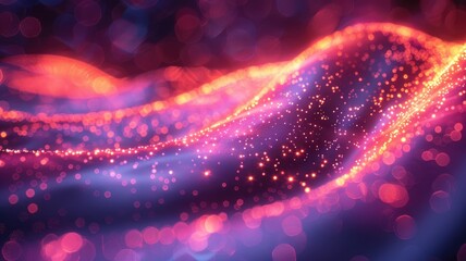 Poster - Abstract glowing blue particles with light rays. Digital art for design and art. Abstract artwork of glowing vibrant color dots and lines connecting together. Global communication concept. AIG53.